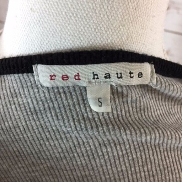 -Red Haute Black Trim Detail Ribbed Shirt S - Picture 6 of 7